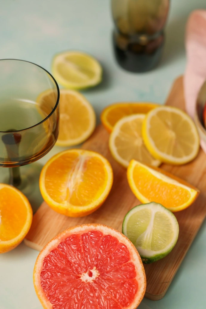 citrus slices on cutting board representing lemon flavor